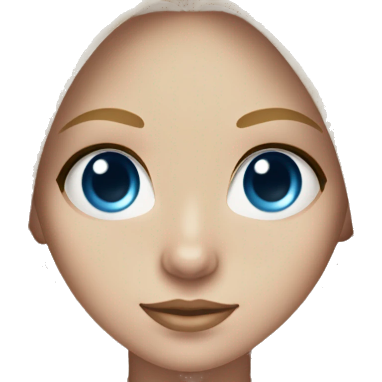 White girl with long straight blonde hair with a middle part and a silver hoop nose piercing  and blue eyes  emoji