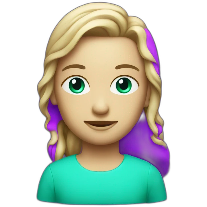 Un ordinateur en néon vert turquoise et violet emoji