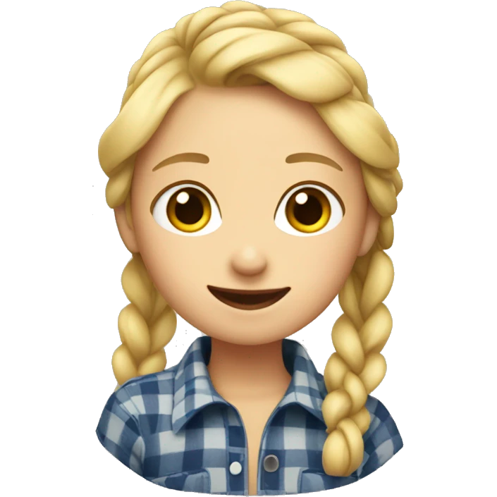 A blond girl with a braid in a flannel emoji