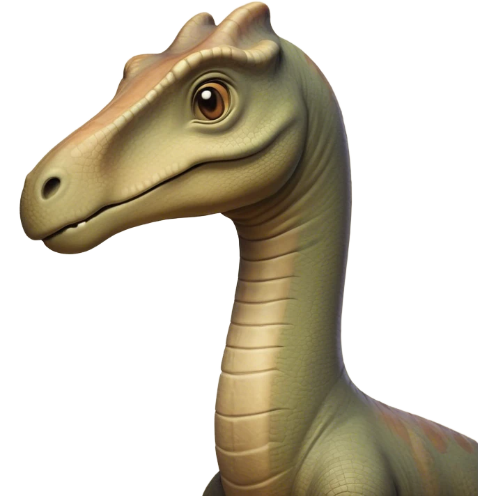 Cinematic Noble Brachiosaurus Portrait Emoji, Poised and majestic, with a towering, elongated neck stretching gracefully from a robust, column-like body, a small, gentle head with curious eyes, and subtle, textured skin in earthy tones, Simplified yet sharply defined features, highly detailed, glowing with a soft, golden radiance, high shine, intelligent and serene, stylized with an air of prehistoric grandeur, focused and calm, soft glowing outline, capturing the essence of a watchful and confident Brachiosaurus that appears ready to gracefully emerge from the screen with effortless power! emoji
