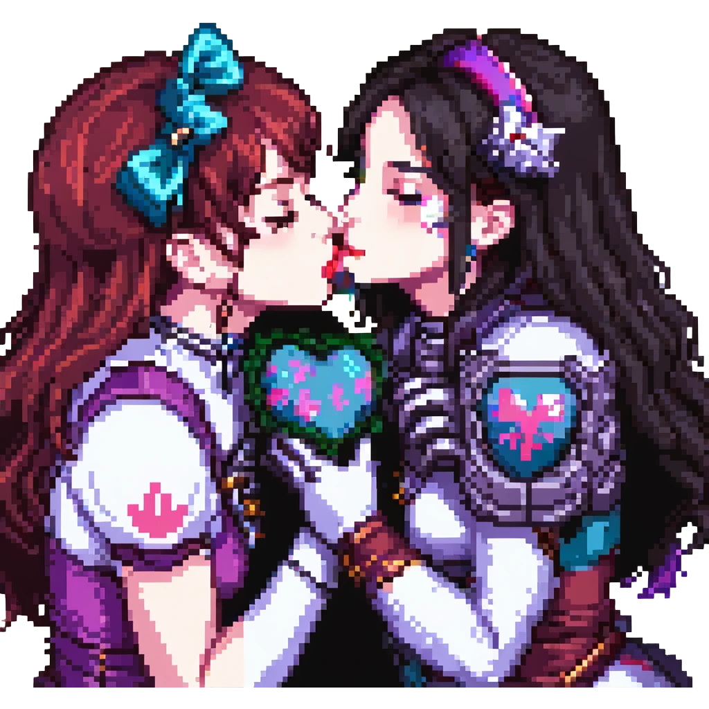 Caitlyn and Vi from League of Legends kissing each other emoji