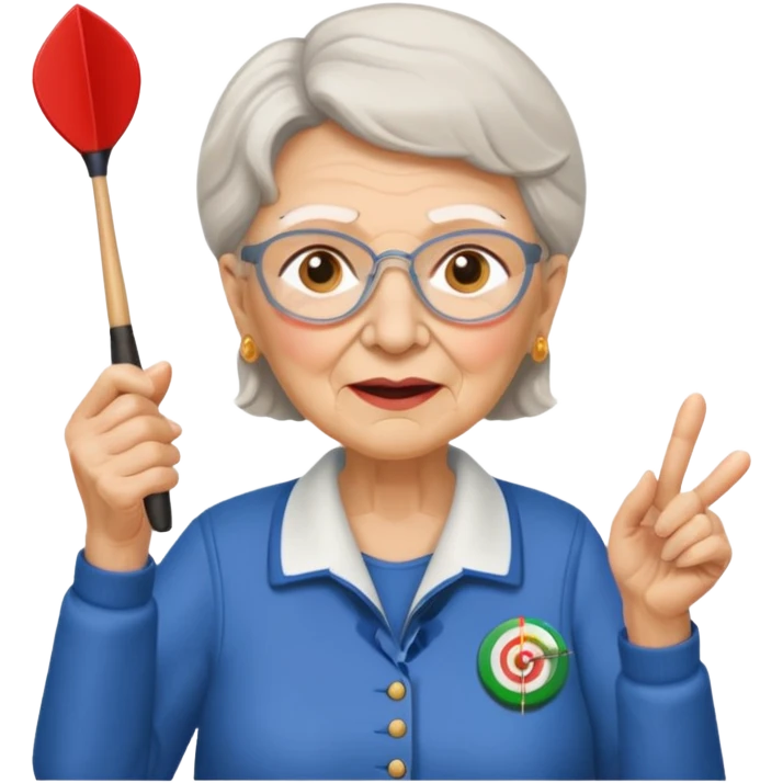 Grandma playing darts emoji