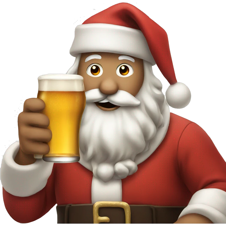 Santa drinking beer emoji