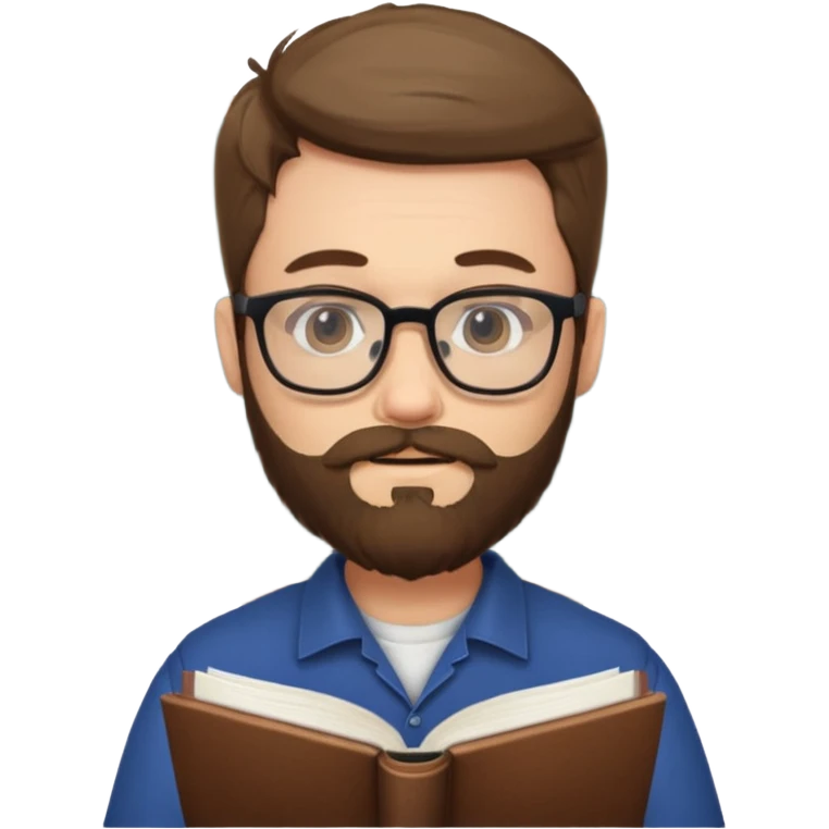 bearded man with glasses studying emoji