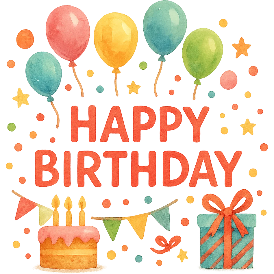 watercolor style festive mood on your birthday emoji
