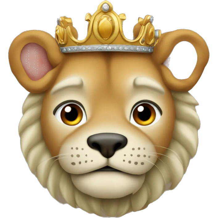 León con una corona señalando emoji