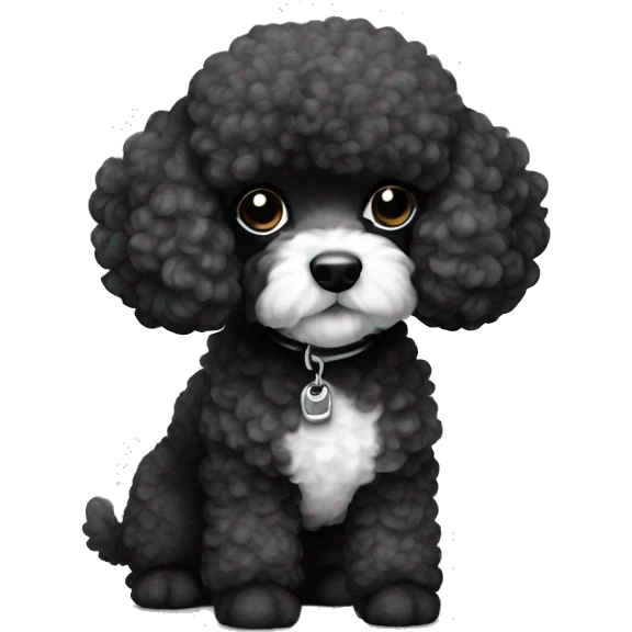 half Black and white toy poodle emoji