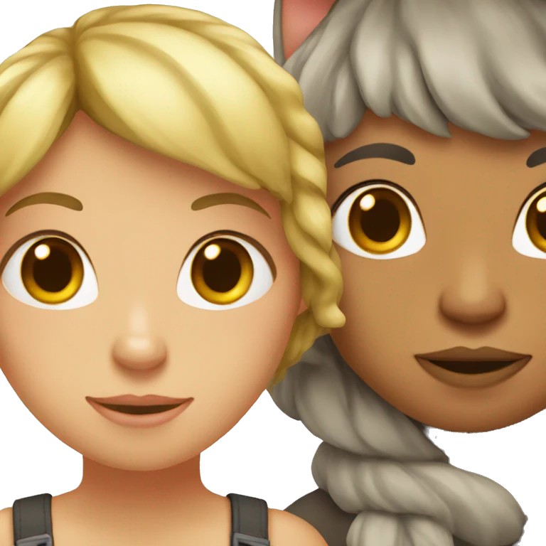 Fille et chat emoji