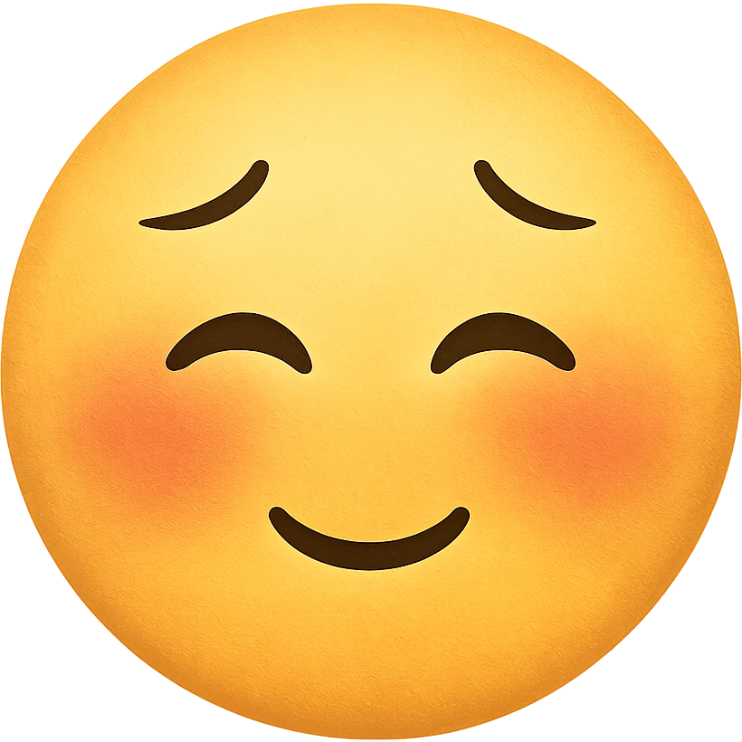 yellow face with blushing and shy expression emoji, digital illustration, no background emoji