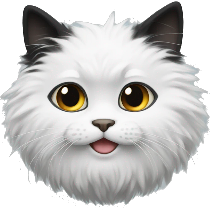 fluff white and black cat emoji