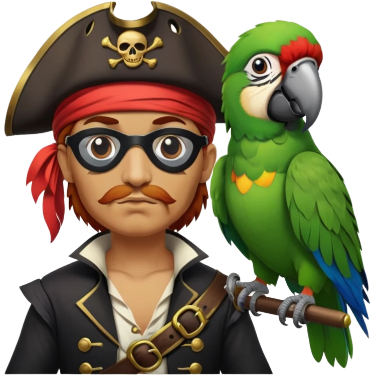 pirate with eye patch and parrot emoji