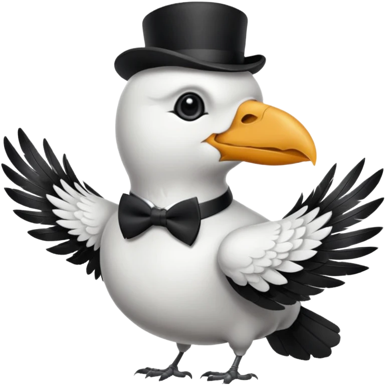 a white crow with a bowtie emoji