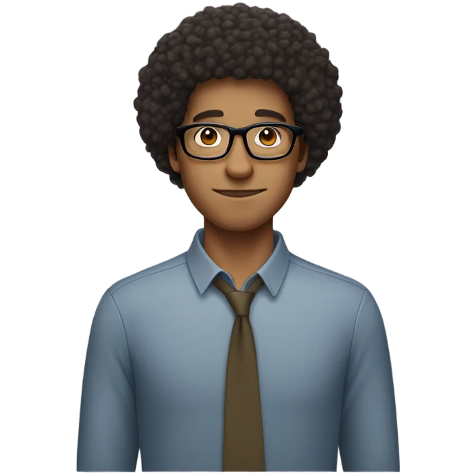 Mixed-race man with afro hair and glasses emoji