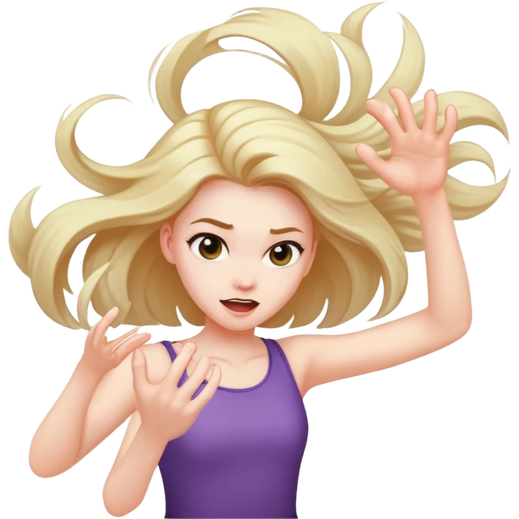 A girl flipping her hair dramatically and has claws emoji