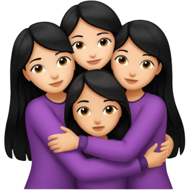 Three girls hugging emoji With black hair emoji