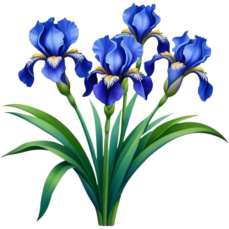 big bouquet Sky Blue Iris, luxuriant, leaf, bud emoji