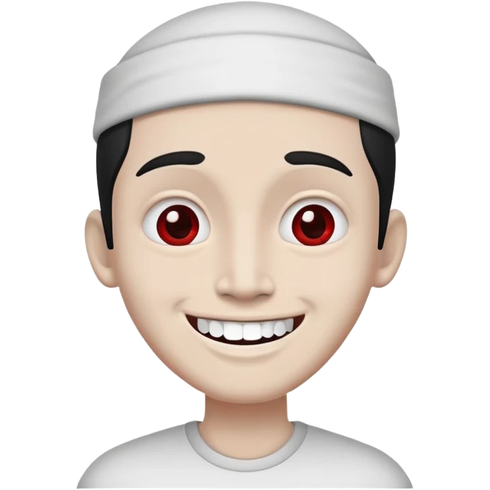 Red tika in forehead smiling with missing two teeth in front in black and white emoji
