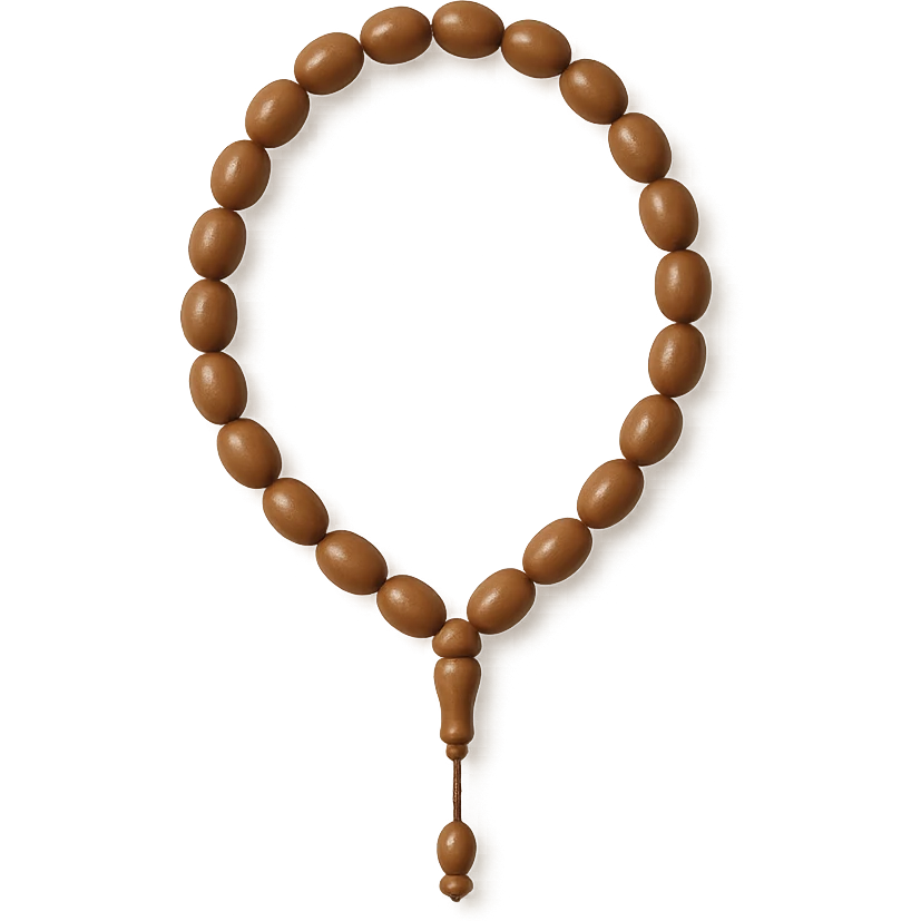 a tasbih (prayer beads) in brown color, elegant and simple, no background emoji