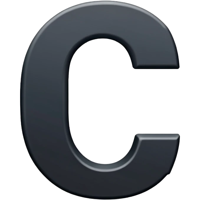 Minimal emoji of a bold capital letter “C” with a single diagonal slash cutting through it from top-left to bottom-right. Clean, flat design, high contrast, readable at small sizes, tech/startup style. Black background. emoji