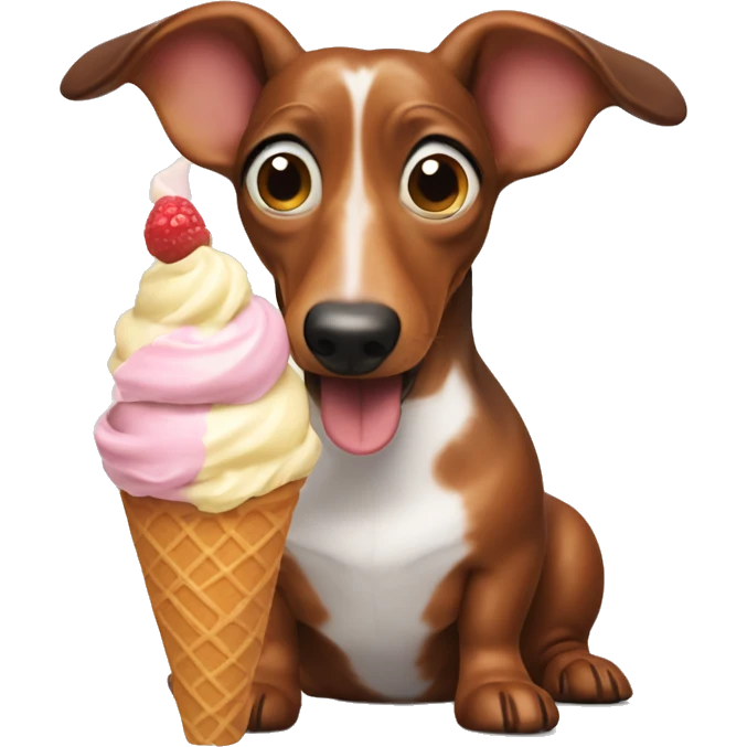 wiener dog eating ice cream emoji