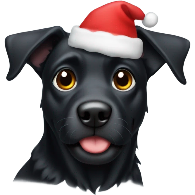 Black dog with Christmas hat emoji