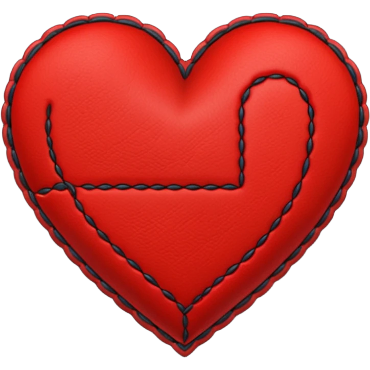 heart with a stitched patch and dark colors emoji
