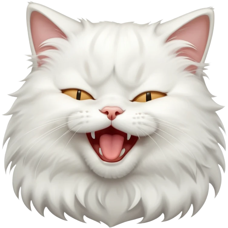Sleepy white cat yawning emoji