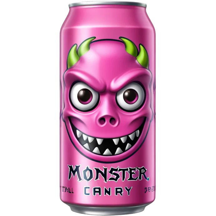 Pink monster energy drink with the logo of original monster company energy drink do not add the face in it just normal monster can  emoji