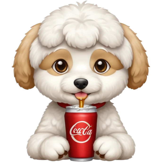 A cute bichon drinking cola emoji