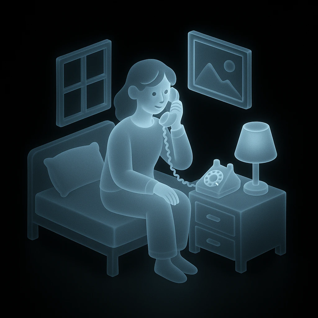 girl talking on telephone in her room emoji