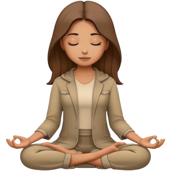 Beautiful girl meditating, in earthy tone clothes emoji