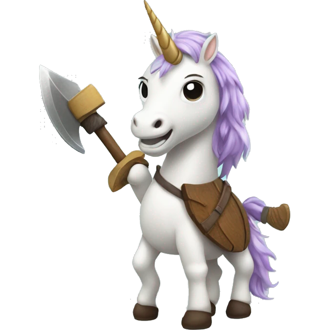 Unicornio with Axe fithing  emoji