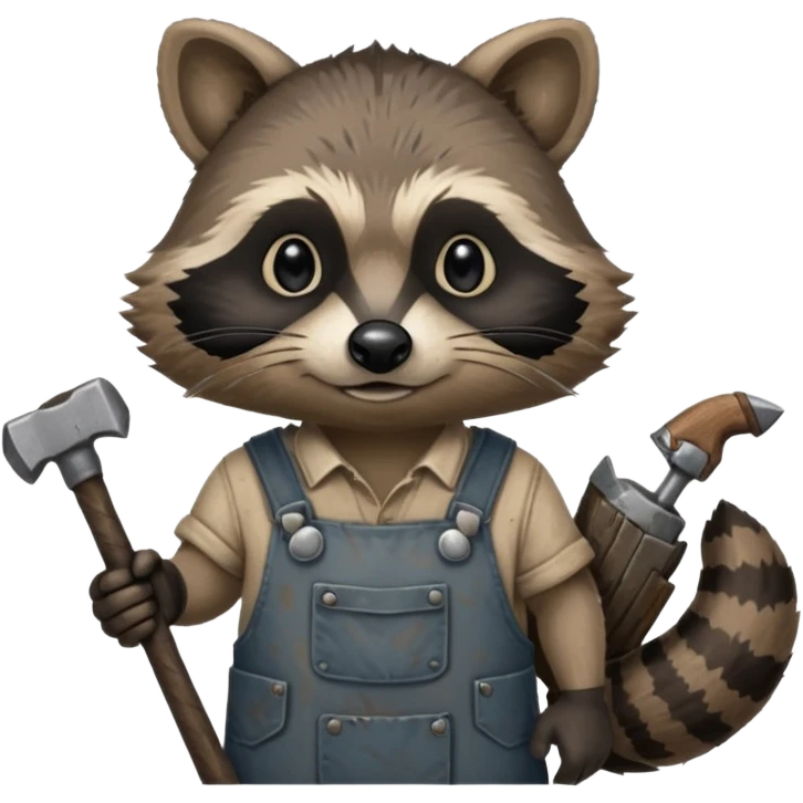 dirty blacksmith racoon holding hammer emoji