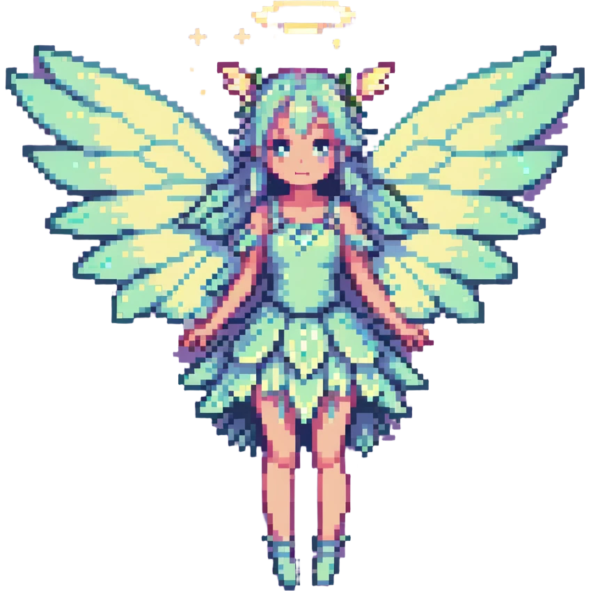 fairy with glowing wings, pastel palette emoji