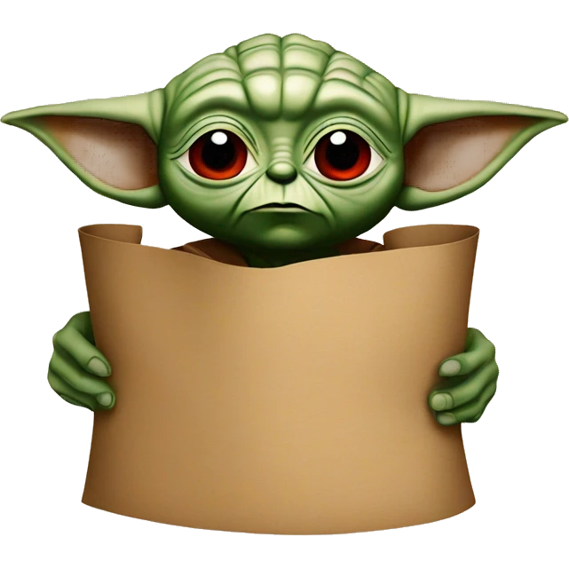 Red eye yoda holding a rolled up brown paper with grass in it emoji
