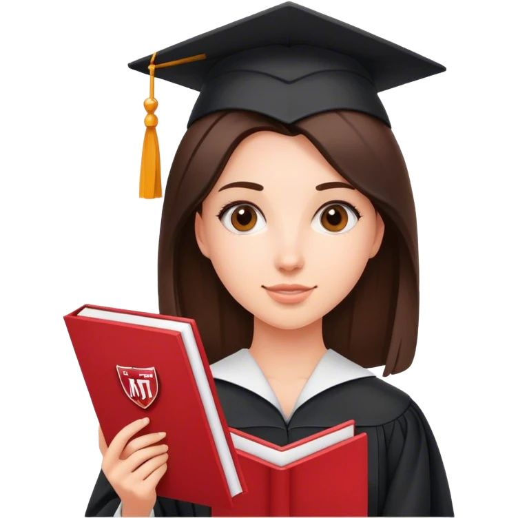 A brunette girl wearing a Bachelor of Science degree and holding an MIT acceptance letter. emoji
