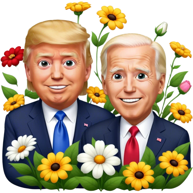 donald trump and joe biden frolicking in the flowers emoji