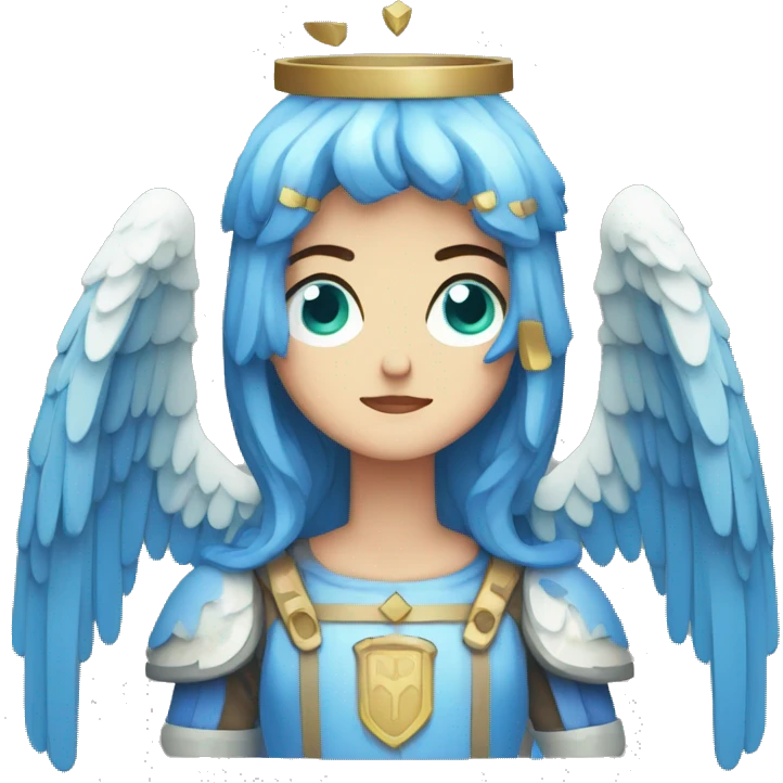 Pixel art of a medieval angel, blue face emoji