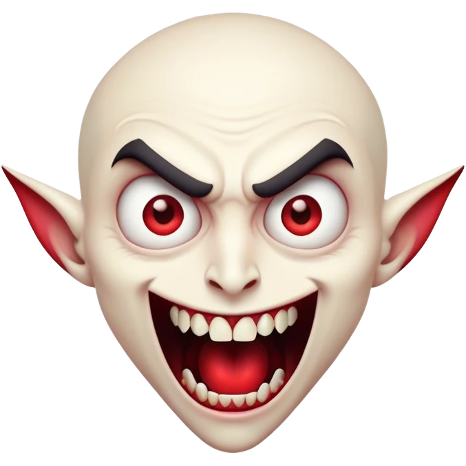 Cinematic Comical Vampire Portrait Emoji, with a sharply stylized, slightly caricatured pale face accented with exaggerated fangs and overly dramatic wide eyes filled with comic shock, head tilted in a hilariously startled pose, simplified yet amusingly detailed, glowing with a soft mysterious glow and a playful outline capturing the quirky humor of a vampire in disbelief! emoji