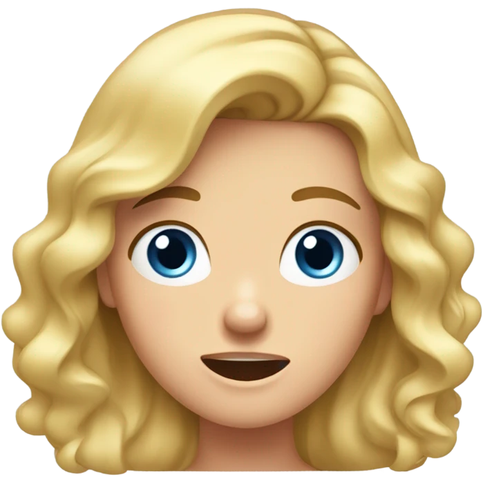 Girl with wavy blonde hair and blue eyes slapping her face emoji