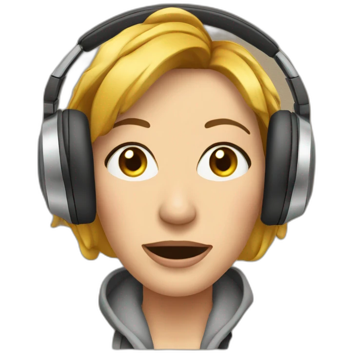 Angela Merkels face listening to loud music on her headphones emoji