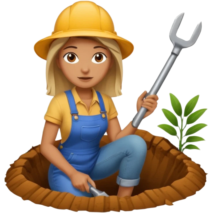 woman digging a hole to poop in emoji