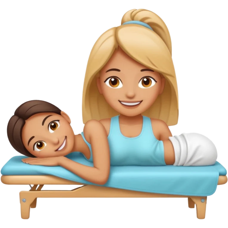 A cute emoji-style illustration of a girl lying on a massage table during a relaxing massage session,  emoji