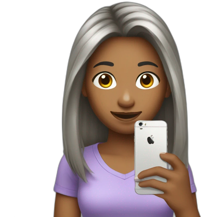 strigth hair withe skin girl playing with a cellphone emoji