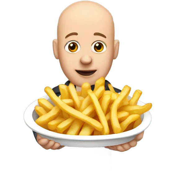 bald person with fries emoji