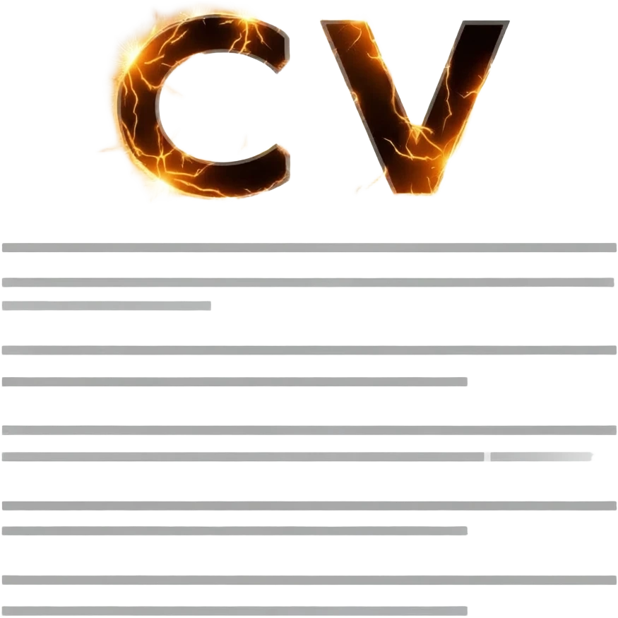A document with the word "CV" at the top with electricity shining around it emoji