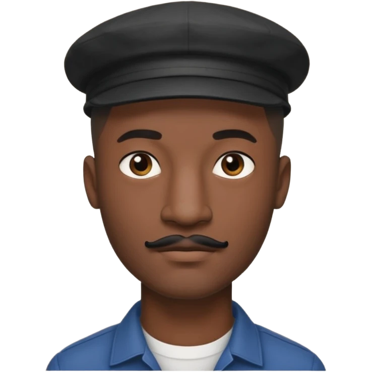 a tall dark hansome black man shaved head thin mustash with compton cap emoji