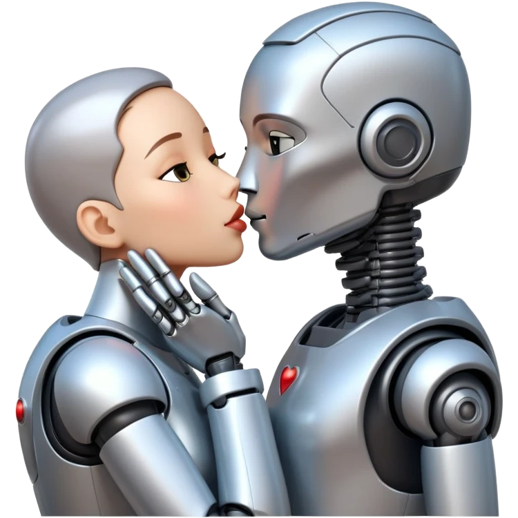 human kisses robot emoji