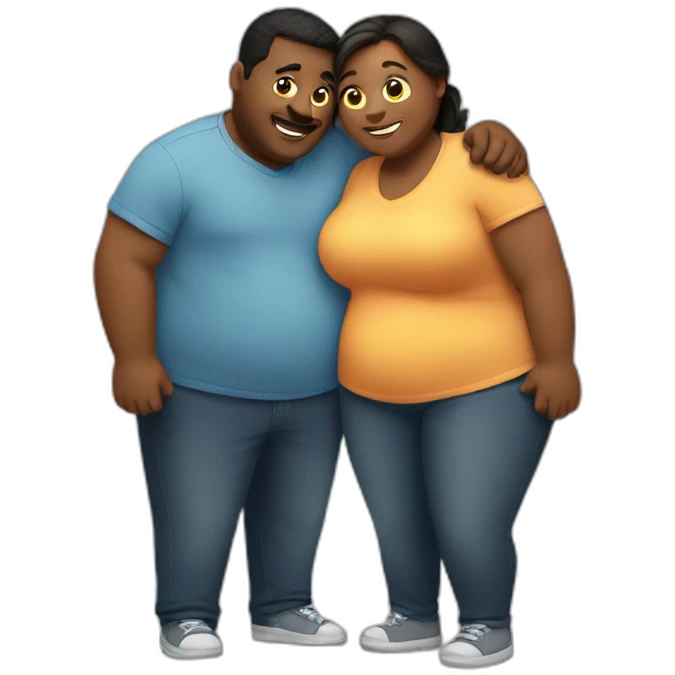 overweight couple hugging emoji