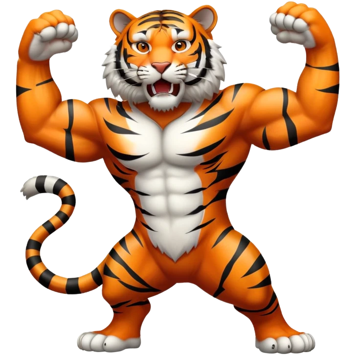 Tiger flexing roaring emoji